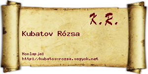 Kubatov Rózsa névjegykártya