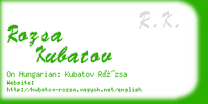 rozsa kubatov business card